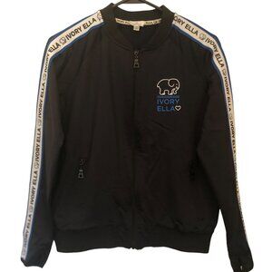 Ivory Ella black bomber jacket w/ logo sz XS